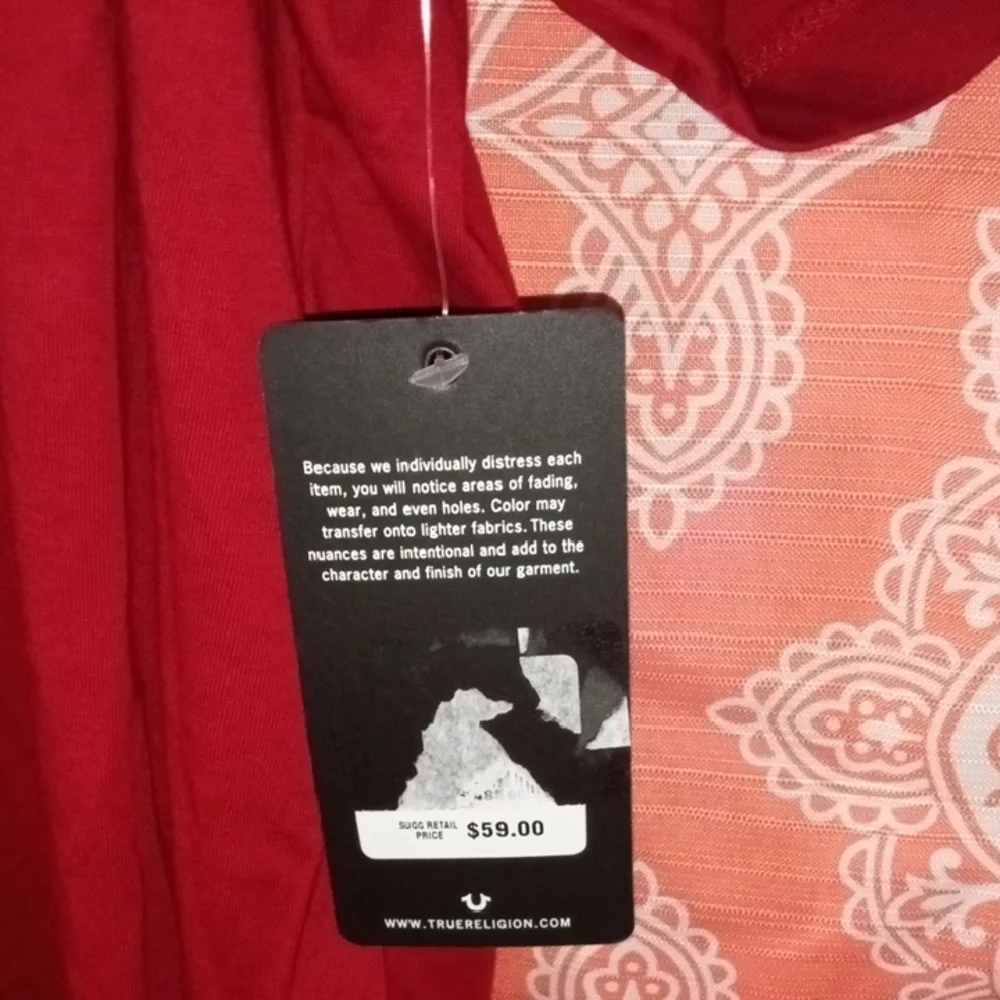 True Religion Red Short Sleeve Tee